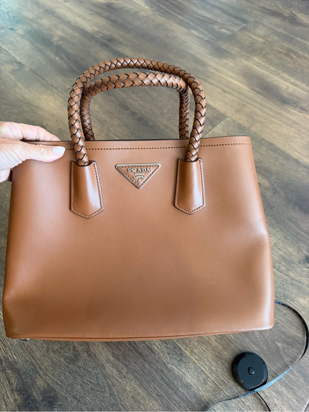PRADA Saffiano Leather Double Bag Medium with braided handles